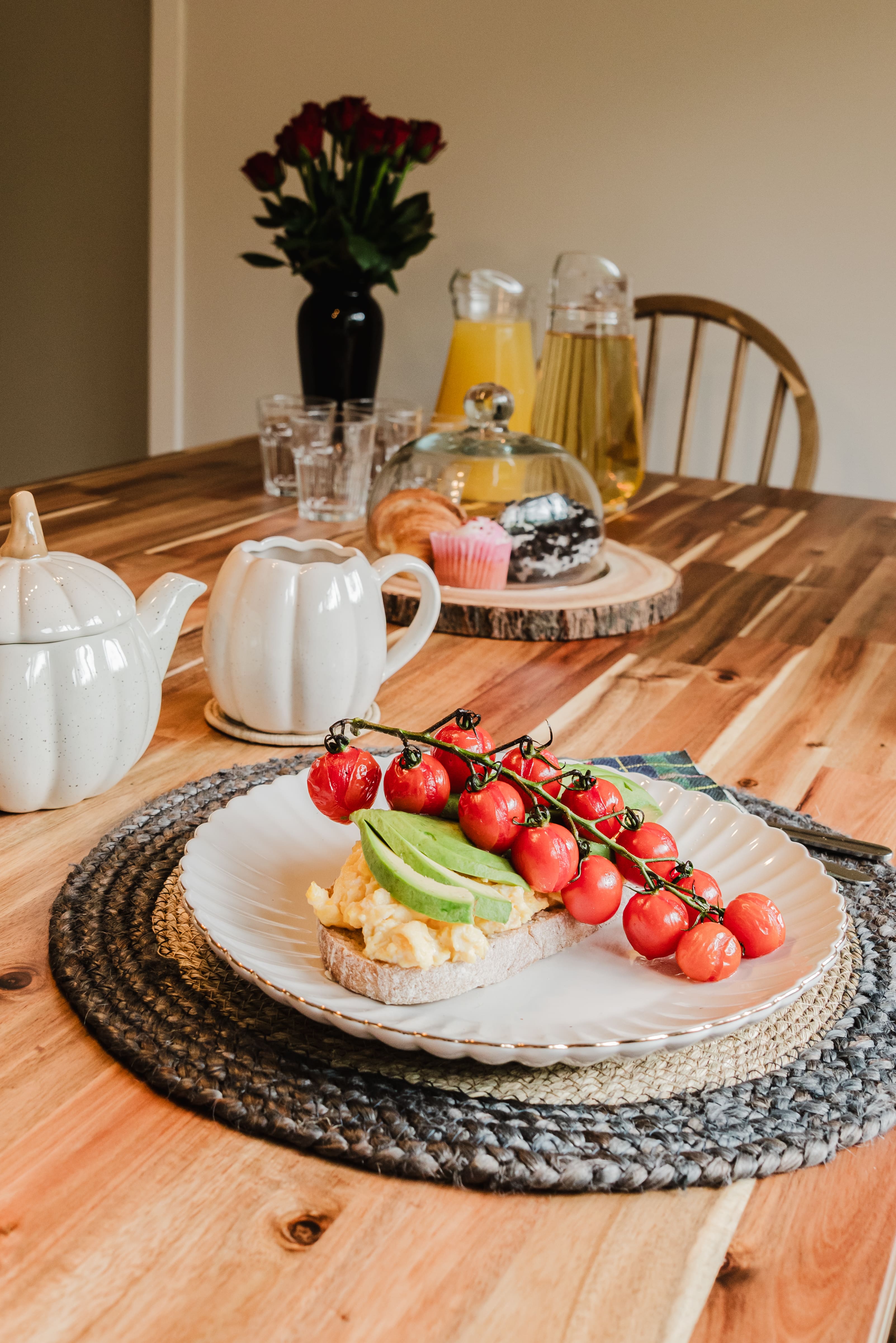 Breakfast laid out on the dining table